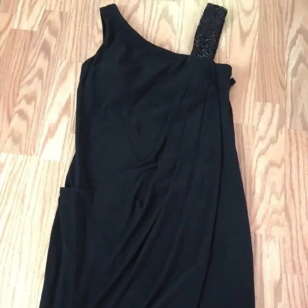 Signature by Sangria Black Draped Ladies Dress w/ Sequins 4